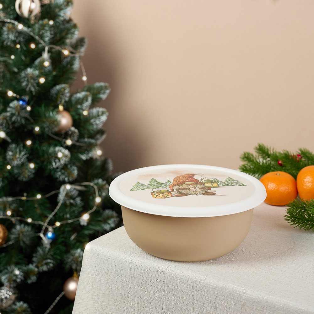 Шишки, Гном Миска с крышкой 2,1л, пластик, 2 дизайна, арт.№ 861-473