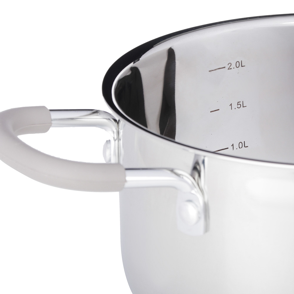 SATOSHI Альбер Набор кастрюль 6 пр.: 1,8л, 2,5л, 3,5л, бежевые силиконовые ручки, со стекл. крышкой, арт.№ 822-206