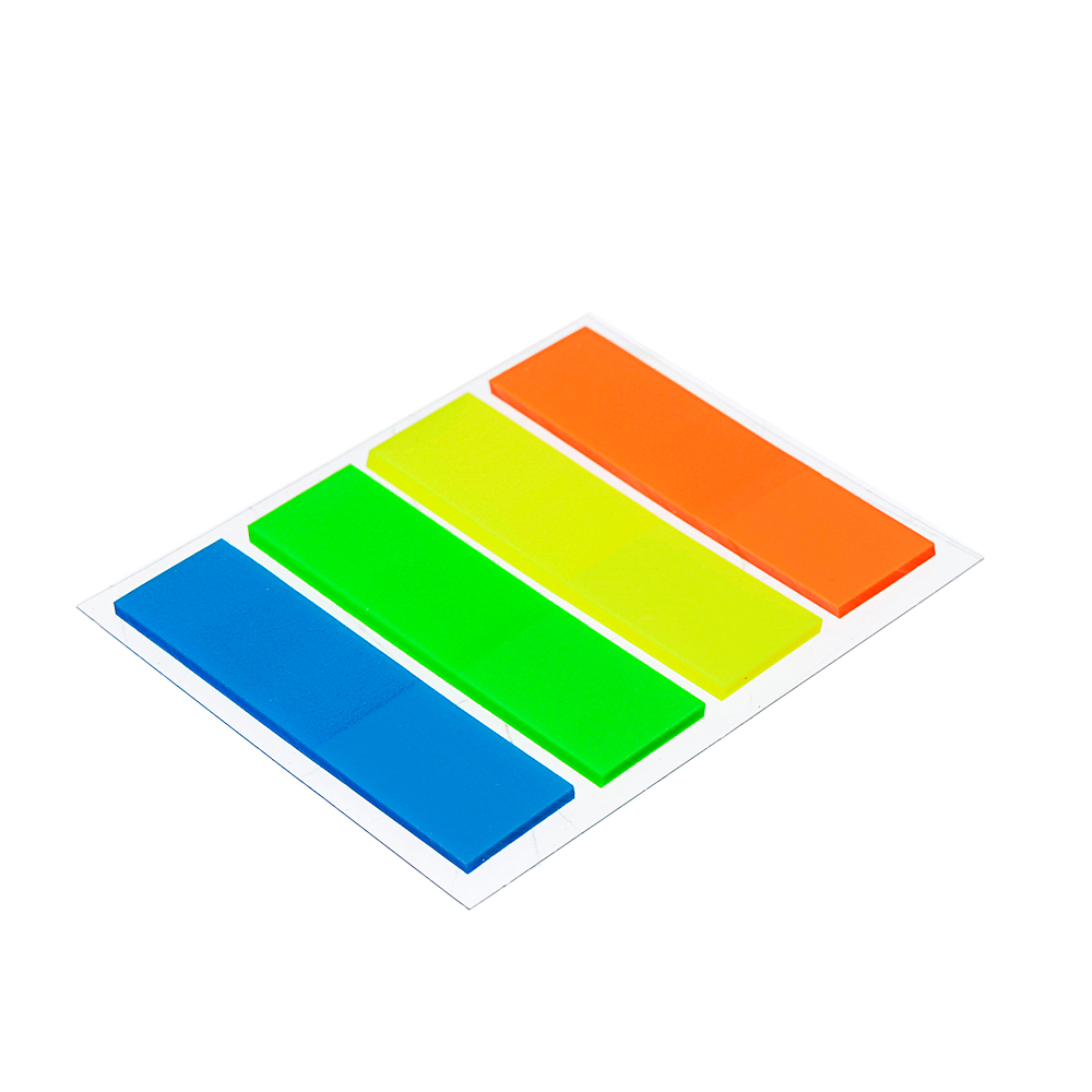 Закладки с клеевым краем пластиковые ClipStudio 45x12мм, 4x25 листов, 4 цвета, прямоугольные, арт.№ 533-017