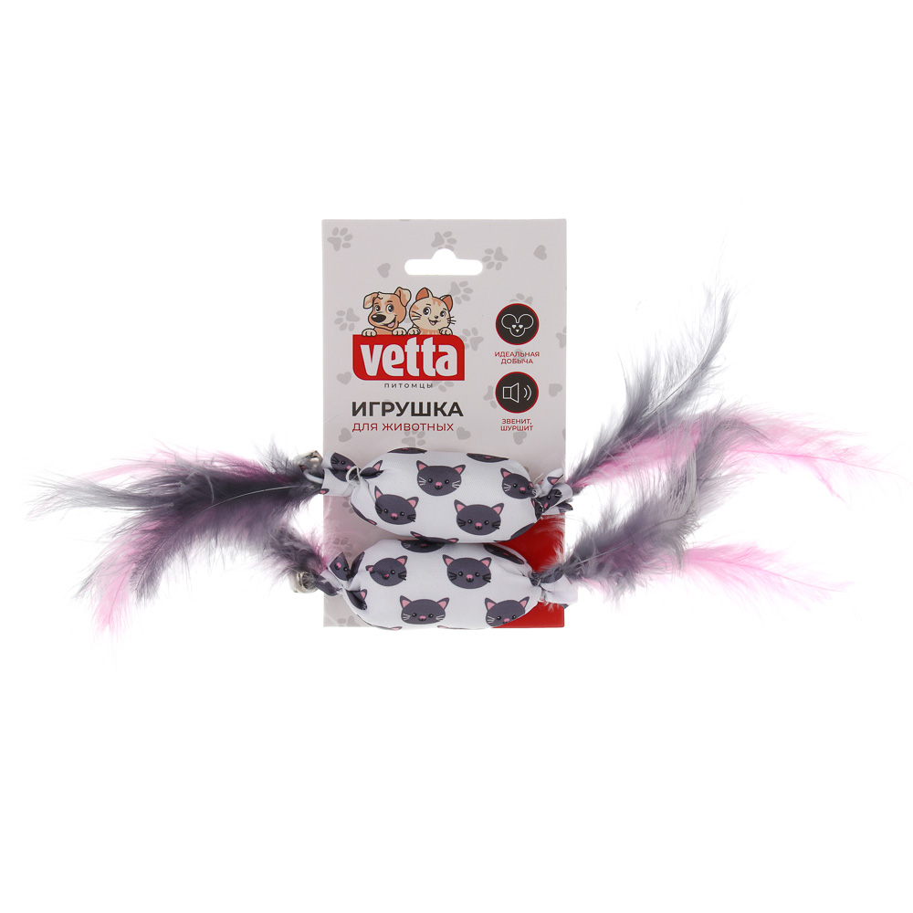 VETTA Игрушка для домашних животных, ПЭ, перья, 5,5х2,5 см, арт.№ 273-130