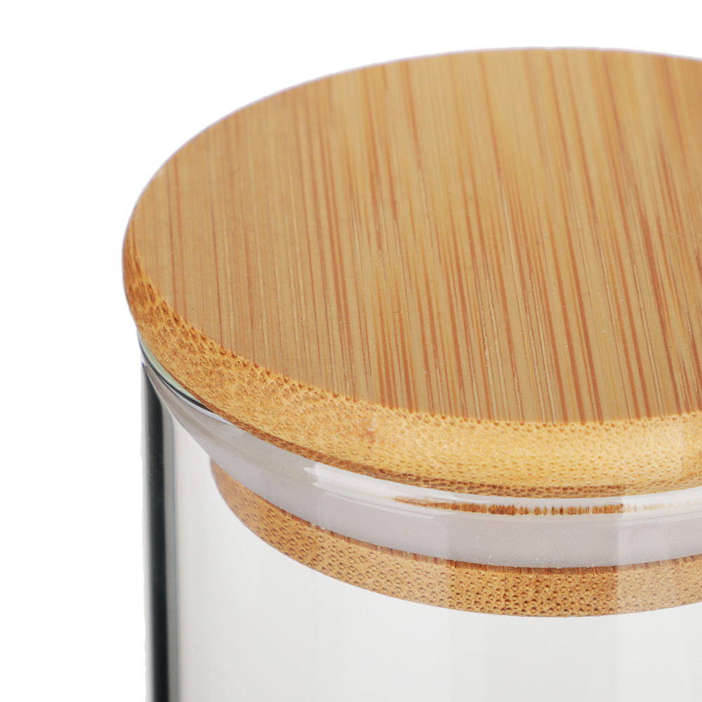 VETTA ЭКО Эллипс Банка для хранения 400мл, 15,5х6,5см, стекло, бамбук, арт.№ 828-273