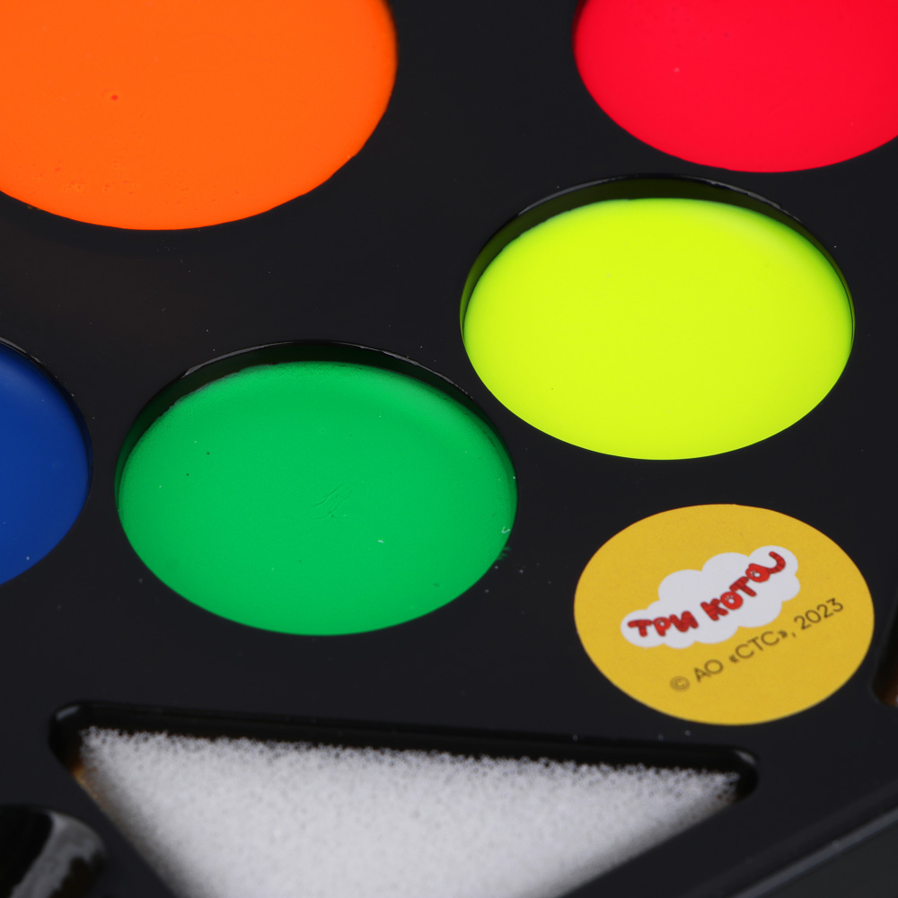 ХОББИХИТ Набор грима "ТРИ КОТА", 11 цветов, апплик. в комплекте, 19х16см, масляный грим, пластик, арт.№ 284-298