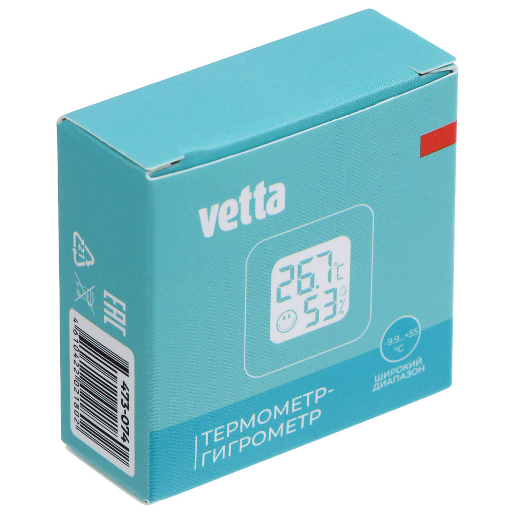 Термометр гигрометр комнатный тм VETTA, 4,4x4,4x1,5 см, пластик, арт.№ 473-074