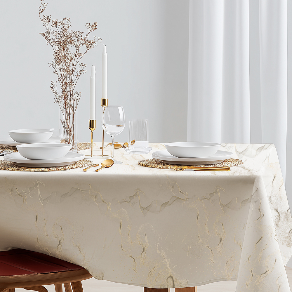 Скатерть текстильная PROVANCE Голд люрекс, 140х230см, 140г/м2, 100% полиэстер, 2 цвета, арт.№ 435-206