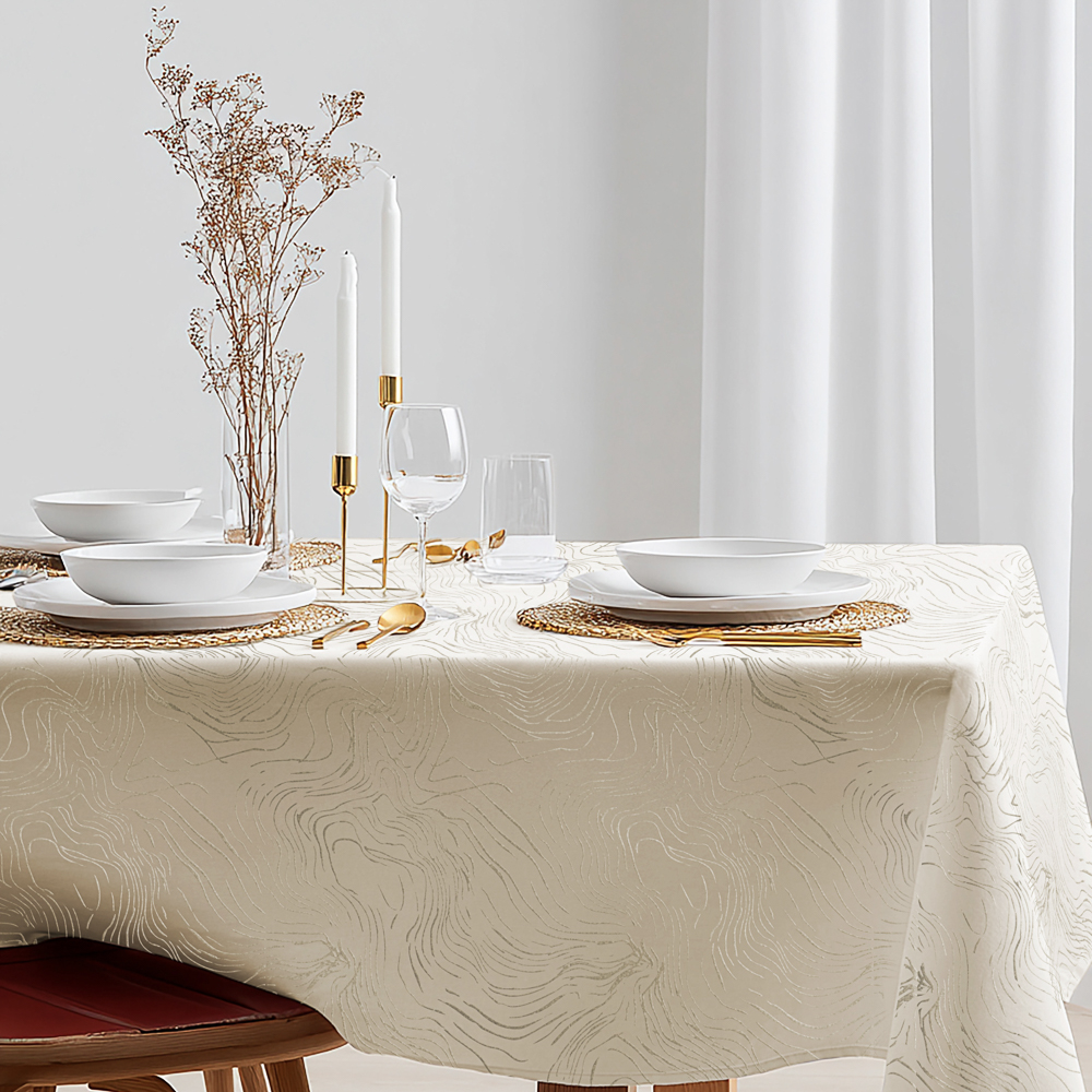 Скатерть текстильная PROVANCE Голд люрекс, 140х230см, 140г/м2, 100% полиэстер, 2 цвета, арт.№ 435-206