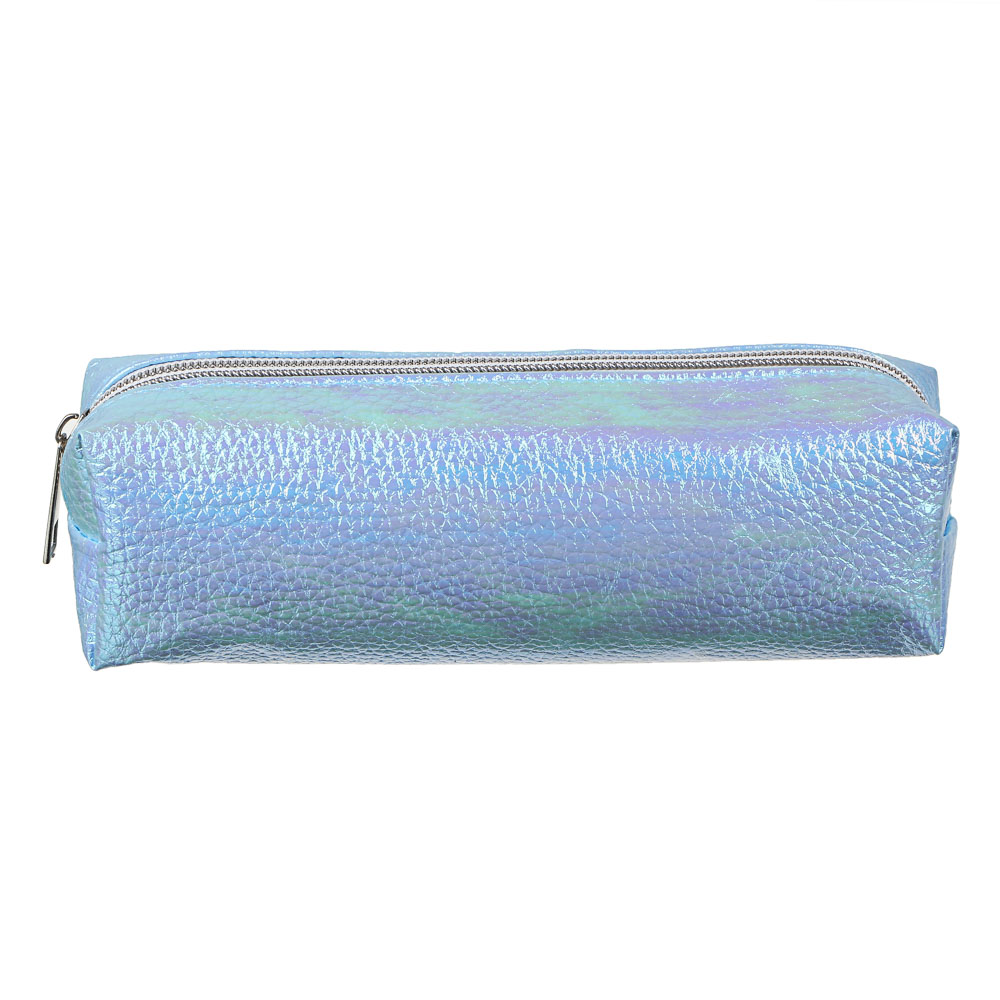 Пенал мягкий прямоугольный, 21х5х6см, ПУ под кожу, большая молния, с антисм. вклад., 4 цв. металлик, арт.№ 238-203