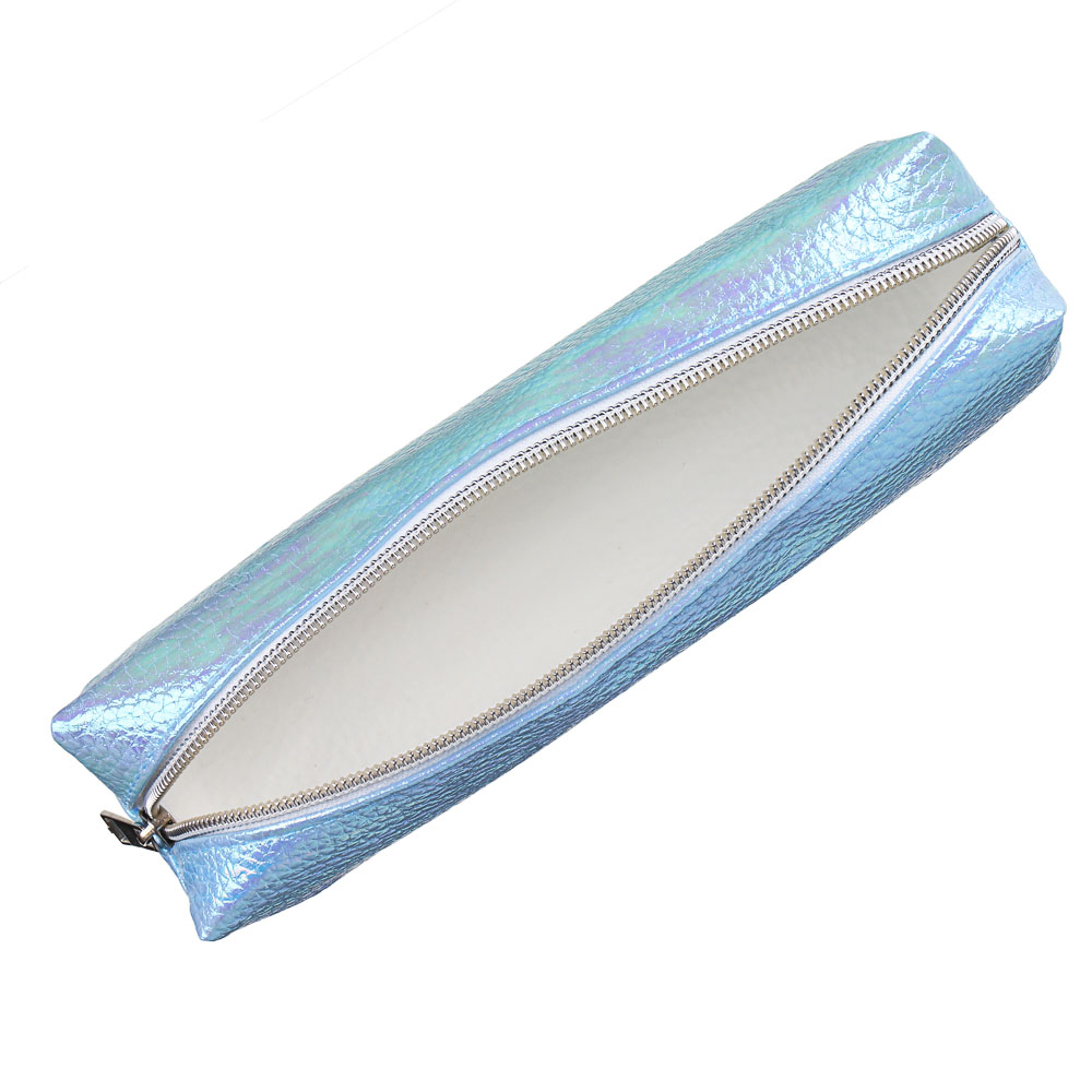 Пенал мягкий прямоугольный, 21х5х6см, ПУ под кожу, большая молния, с антисм. вклад., 4 цв. металлик, арт.№ 238-203