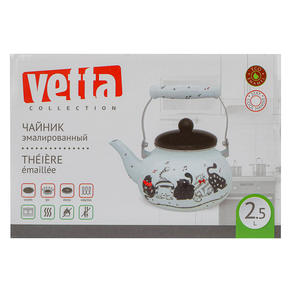 VETTA Хвостатые друзья Чайник эмалированный 2,5л, индукция, арт.№ 894-544