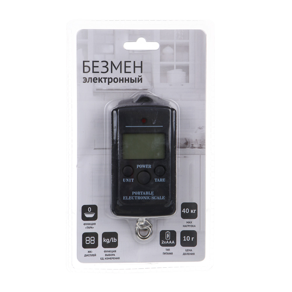 Безмен электронный вертикальный тм VETTA, ЖК-дисплей, макс. нагрузка 40кг, 2xААА, арт.№ 487-026