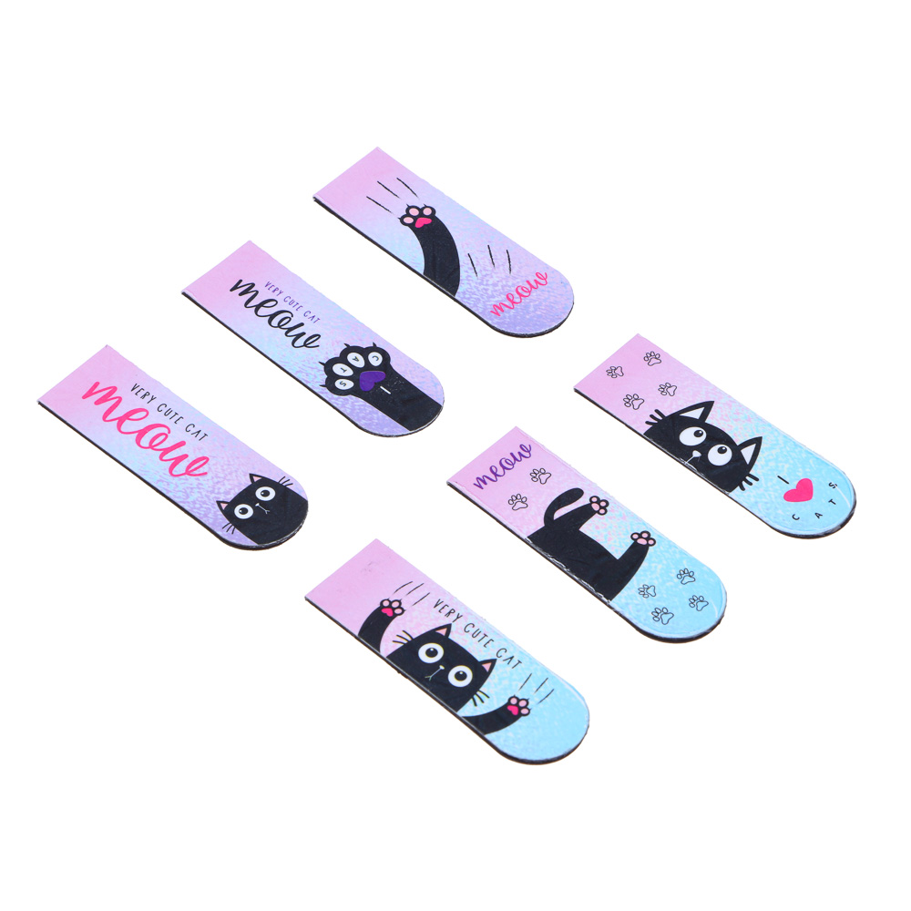 МИЛЫЙ КОТИК Набор закладок магнитных, 6 штук, размер закладки 12Х1,9см, упаковка 18,3Х10,3см, арт.№ 235-002