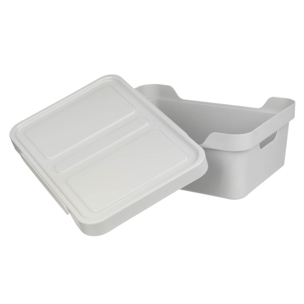 Ящик с крышкой универсальный с ручками Luxe, 38х28х14см, 12л, св-сер., арт.№ 457-680