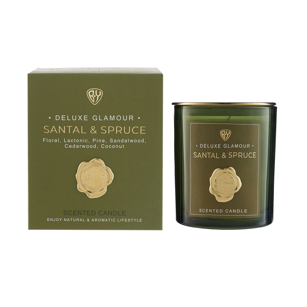 BY Свеча ароматизированная Deluxe Glamour, 200гр. Santal & Spruce, арт.№ 412-224