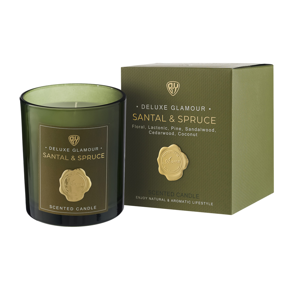 BY Свеча ароматизированная Deluxe Glamour, 200гр. Santal & Spruce, арт.№ 412-224