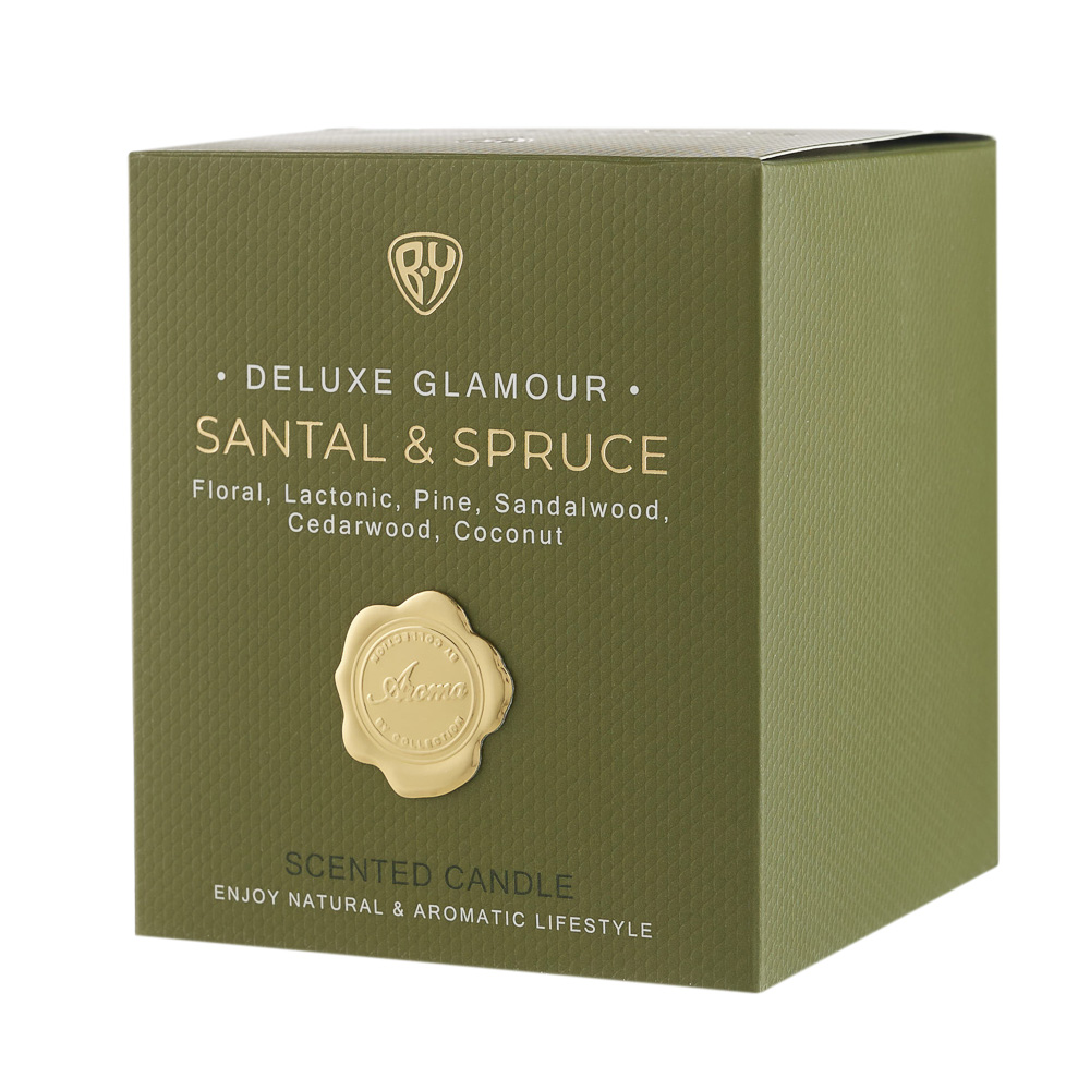 BY Свеча ароматизированная Deluxe Glamour, 200гр. Santal & Spruce, арт.№ 412-224