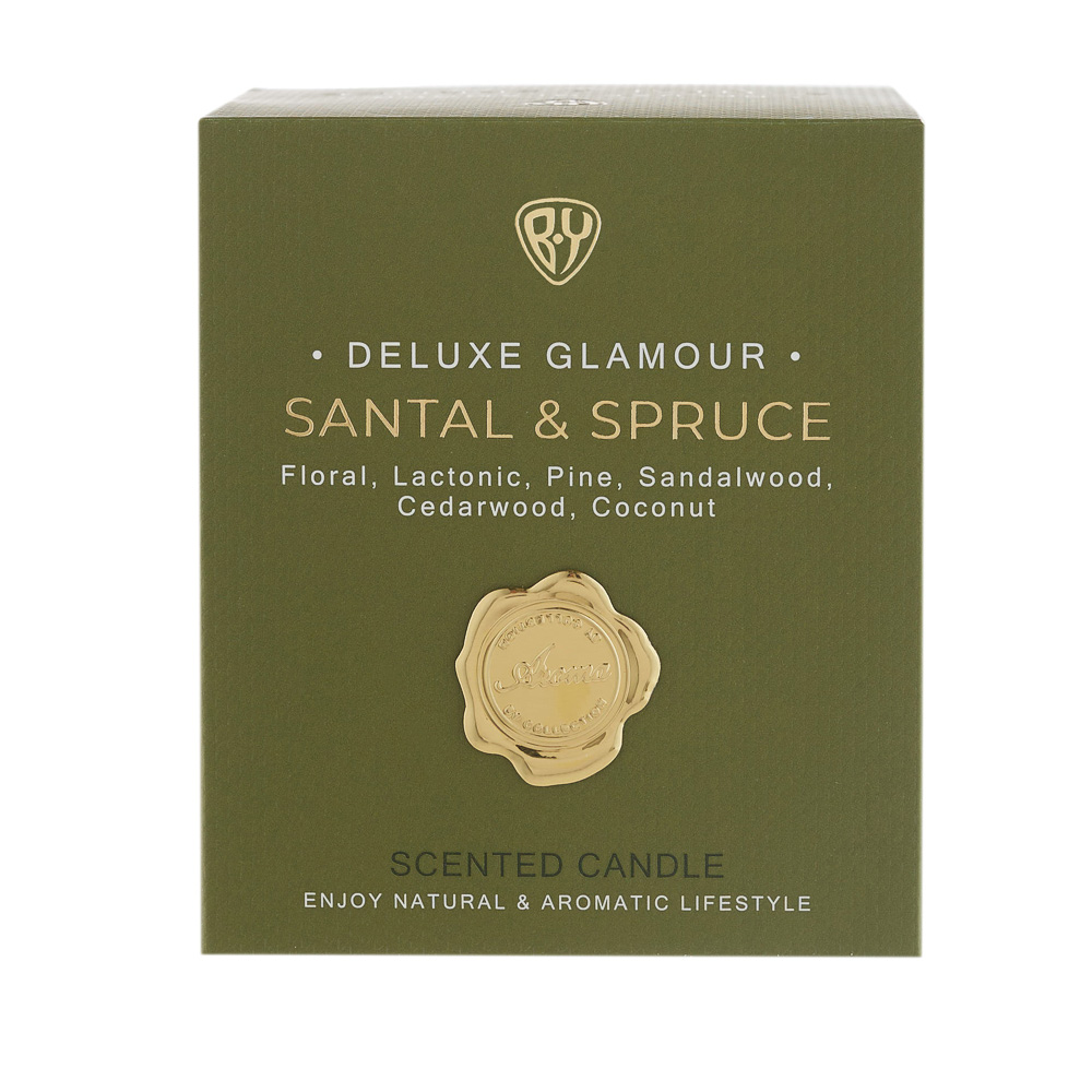 BY Свеча ароматизированная Deluxe Glamour, 200гр. Santal & Spruce, арт.№ 412-224
