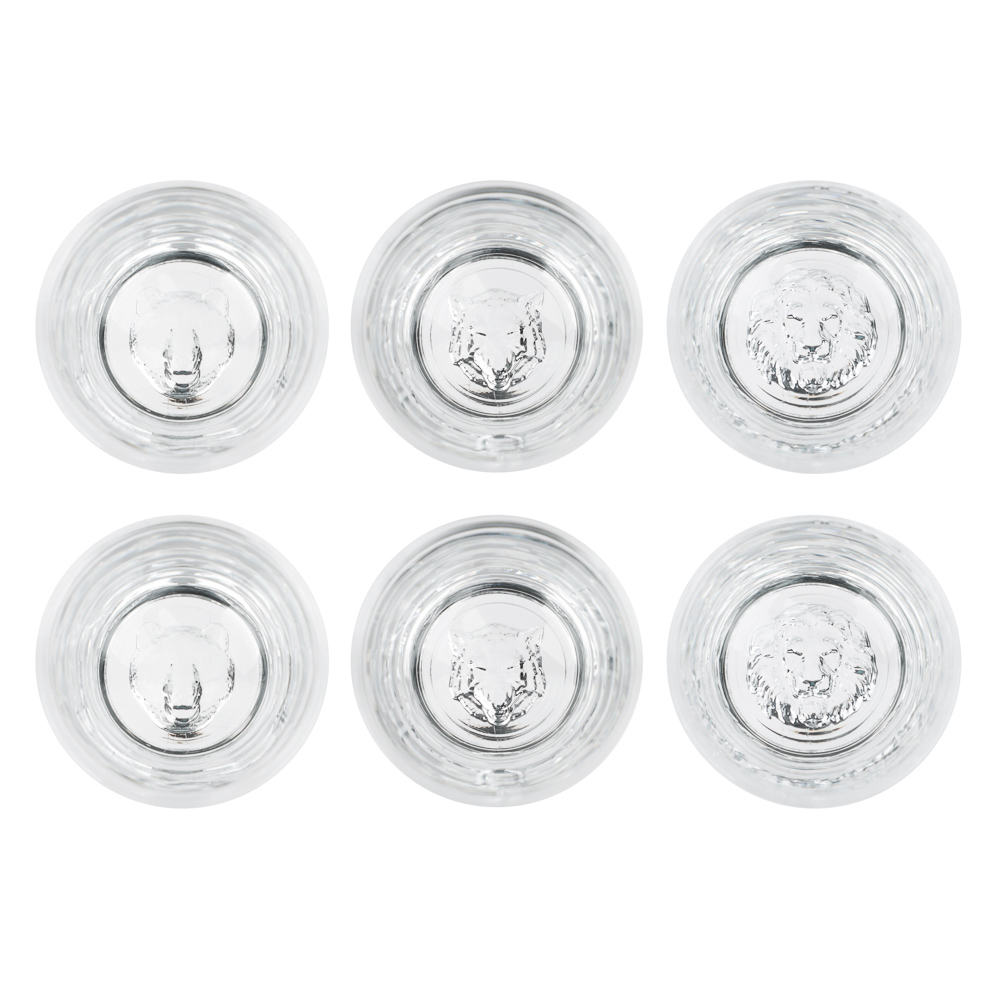 Набор стопок тм MILLIMI Анимал, 50мл, стекло, лев, волк, медведь, 6 шт, арт.№ 878-697