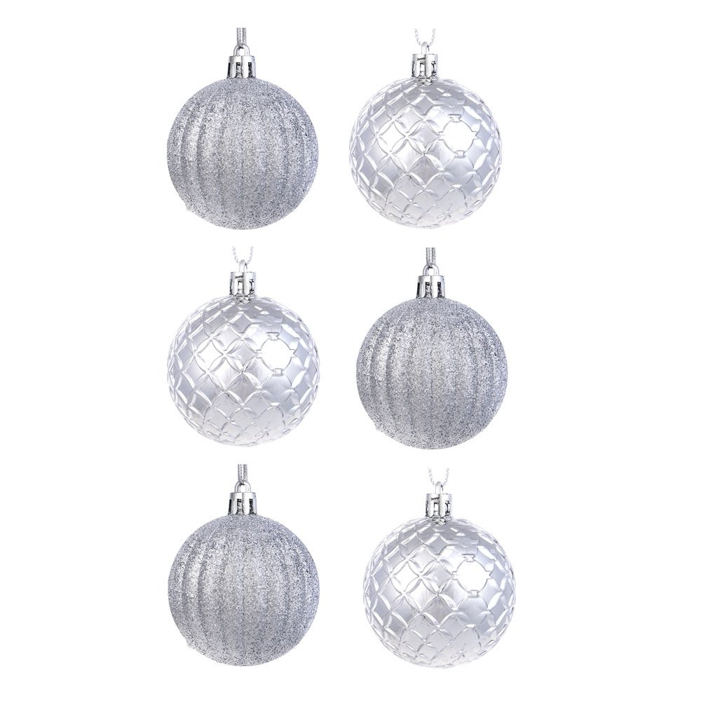СНОУ БУМ Набор формовых шаров 6 шт, 6 см, серебро, арт.№ 373-437