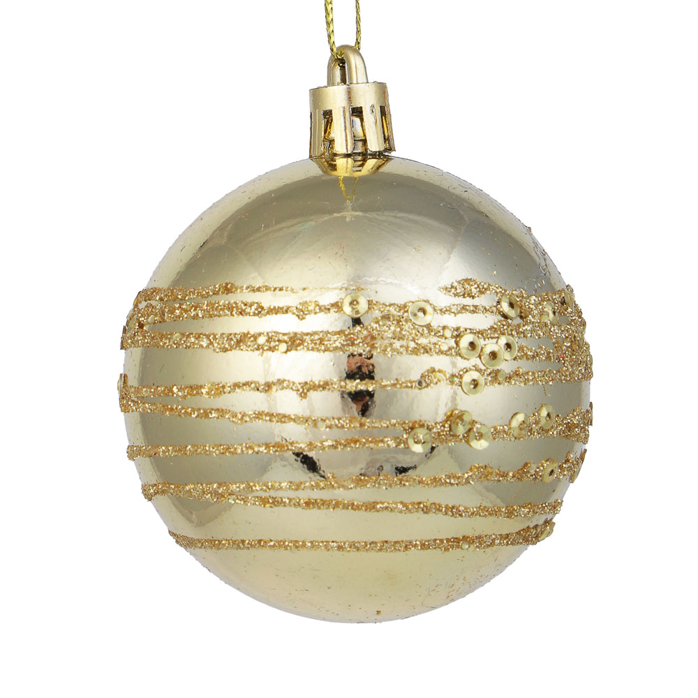 СНОУ БУМ Набор шаров 6 шт, 6 см, золото, красный, пластик, арт.№ 373-439