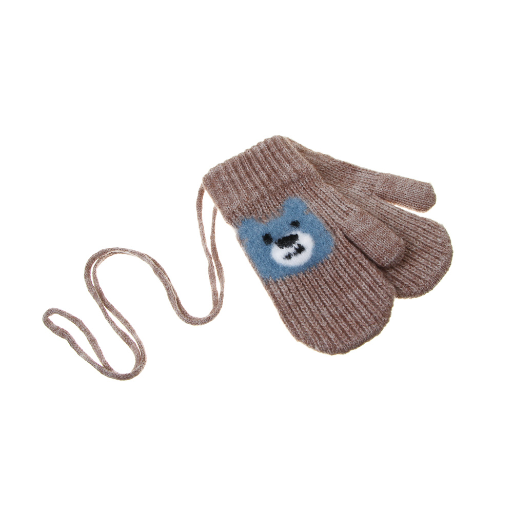 GALANTE Варежки детские на веревке однослойные с начесом, р.12, 100% акрил, разноцветные, ОЗ25-39, арт.№ 363-455