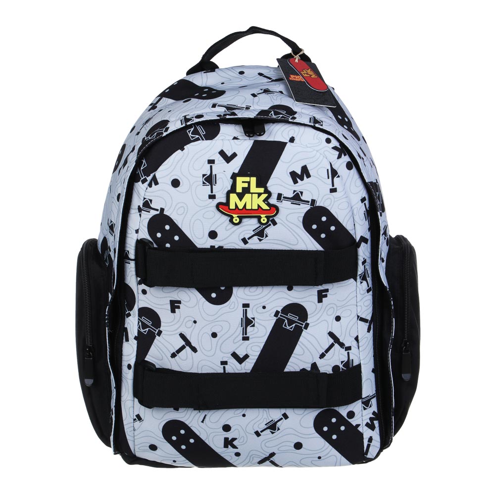 Рюкзак подростковый 42х28х16см, 1 отд., 2 карм., спинка с эрг.элемен., 2 утяж., нашив., ПЭ, "Скейт", арт.№ 555-026