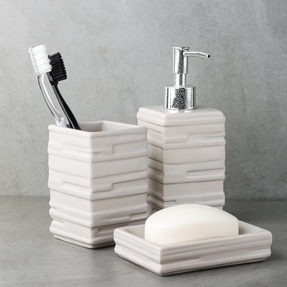 BY Стакан для зубных щеток и пасты "Сканди", керамика, 2 цвета, арт.№ 463-145