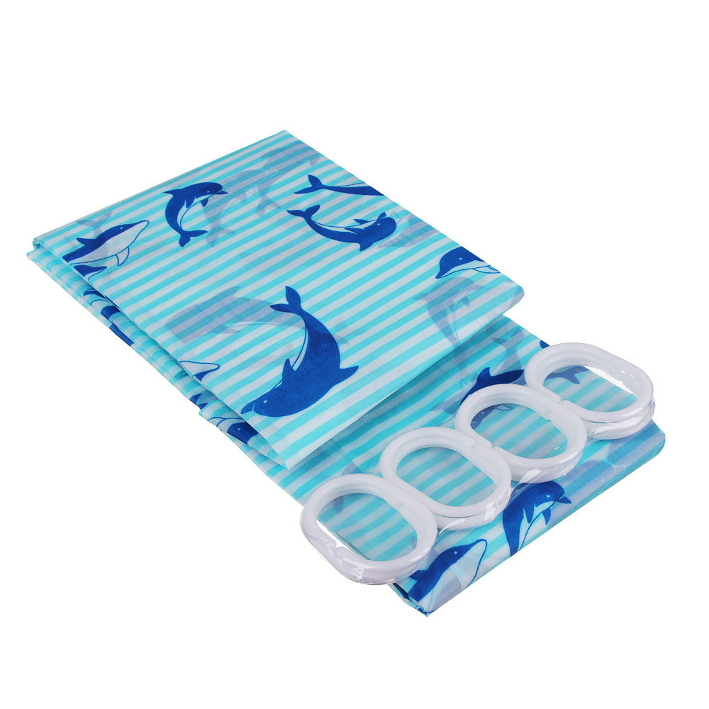 VETTA Шторка для ванной, полиэстер, 110 г/м2, 180х180см, "Дельфин", арт.№ 461-060