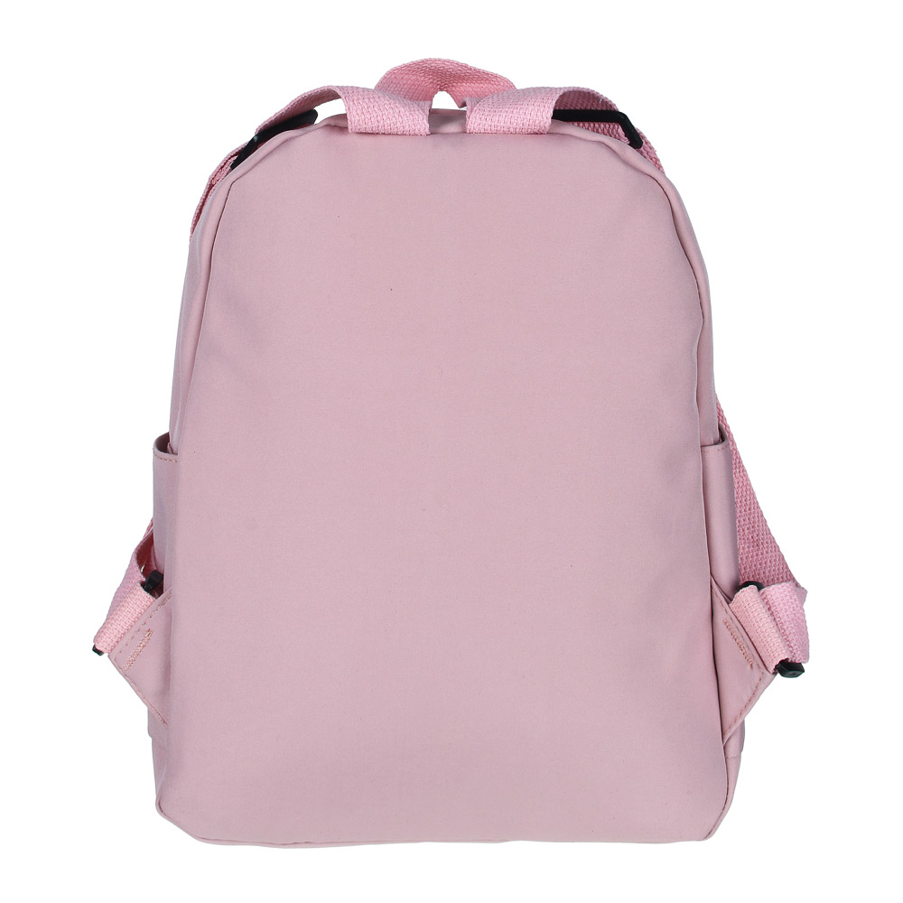 Мини-рюкзак 30,5x24x10см, 1 отд., 2 карм., декор "мишка", значок, нейлон, плюш, розовый, арт.№ 254-729