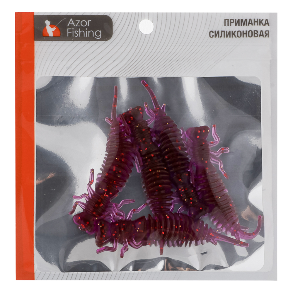 Приманка силиконовая "Личинка стрекозы" тм AZOR FISHING, 8см, 5шт, 5 цветов, арт.№ 145-185