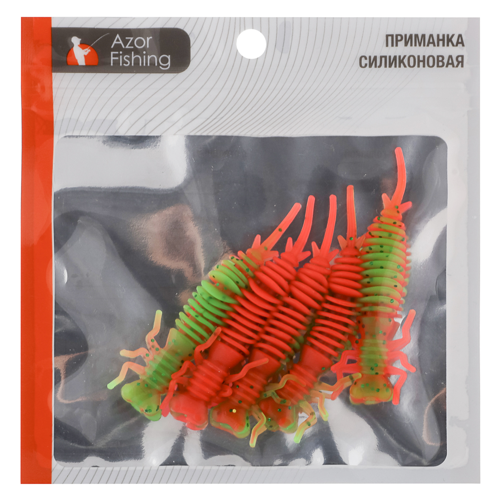 Приманка силиконовая "Личинка стрекозы" тм AZOR FISHING, 8см, 5шт, 5 цветов, арт.№ 145-185