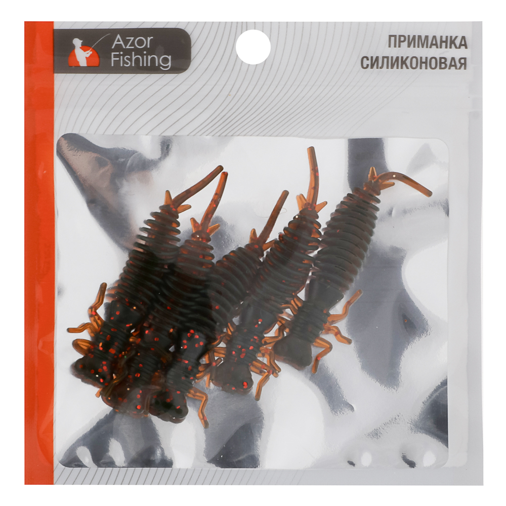 Приманка силиконовая "Личинка стрекозы" тм AZOR FISHING, 8см, 5шт, 5 цветов, арт.№ 145-185