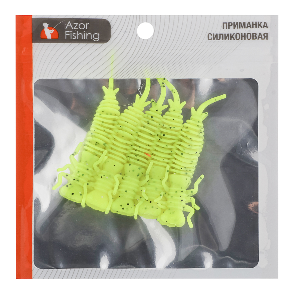 Приманка силиконовая "Личинка стрекозы" тм AZOR FISHING, 8см, 5шт, 5 цветов, арт.№ 145-185