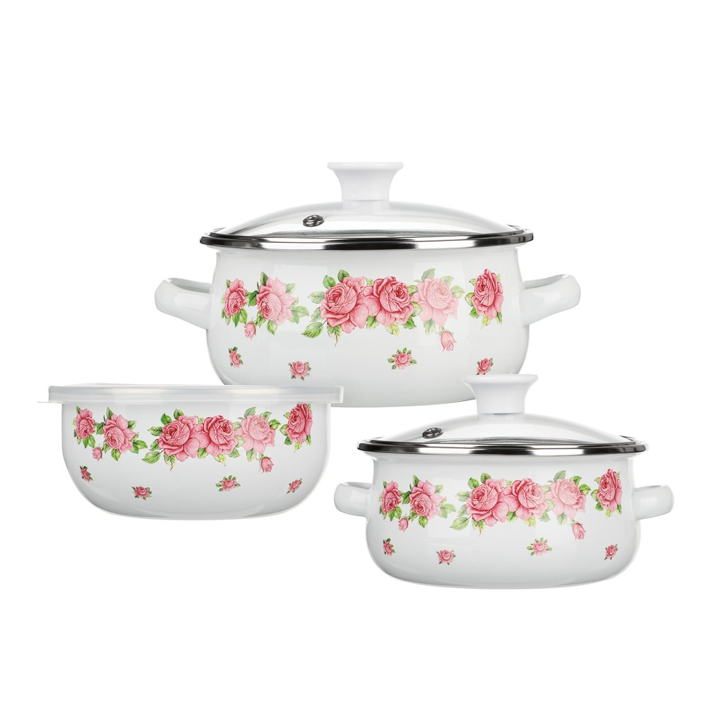 Набор мини-кастрюли 2шт. + салатник 1шт., с крышками, 6пр (14/16+14см, 0,7/1,1+0,7л), арт.№ 894-556