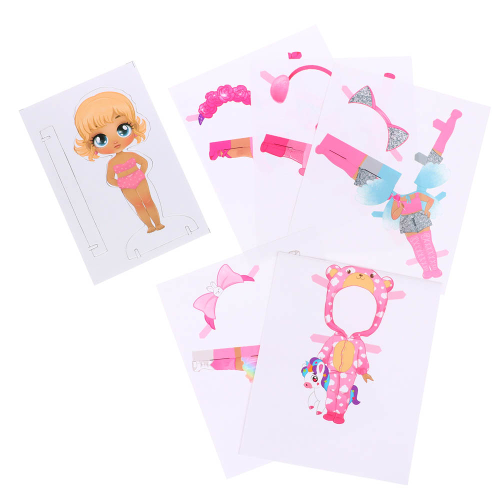 ХОББИХИТ Набор для творчества «Кукла бумажная», 5 предметов, картон, бумага, 13х18,5х0,1см, 4 диз., арт.№ 281-143