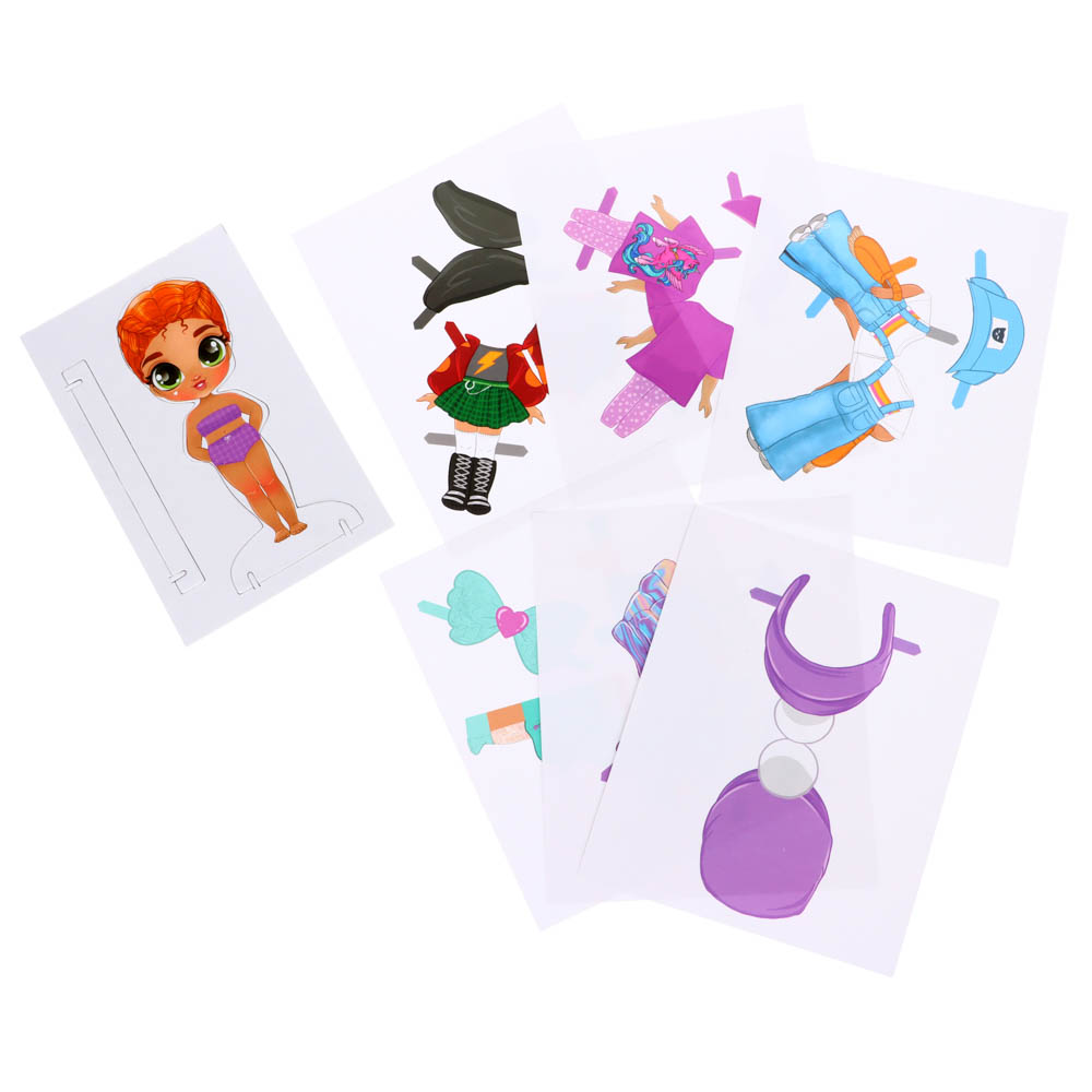 ХОББИХИТ Набор для творчества «Кукла бумажная», 5 предметов, картон, бумага, 13х18,5х0,1см, 4 диз., арт.№ 281-143