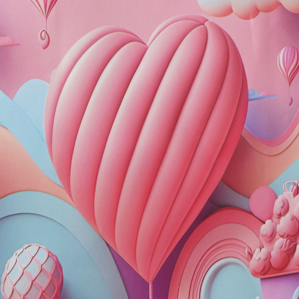 Пакет подарочный бумажный, M 18x24x7 см, сердца, 128 гр, 4 дизайна, арт.№ 570-025