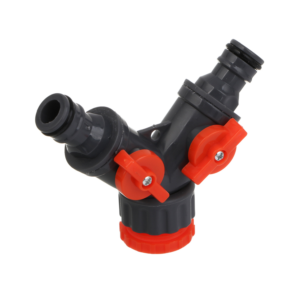 INBLOOM Разветвитель 2-х канальный, штуцерный, 3/4'-1/2', регулируемый, пластик, арт.№ 169-001