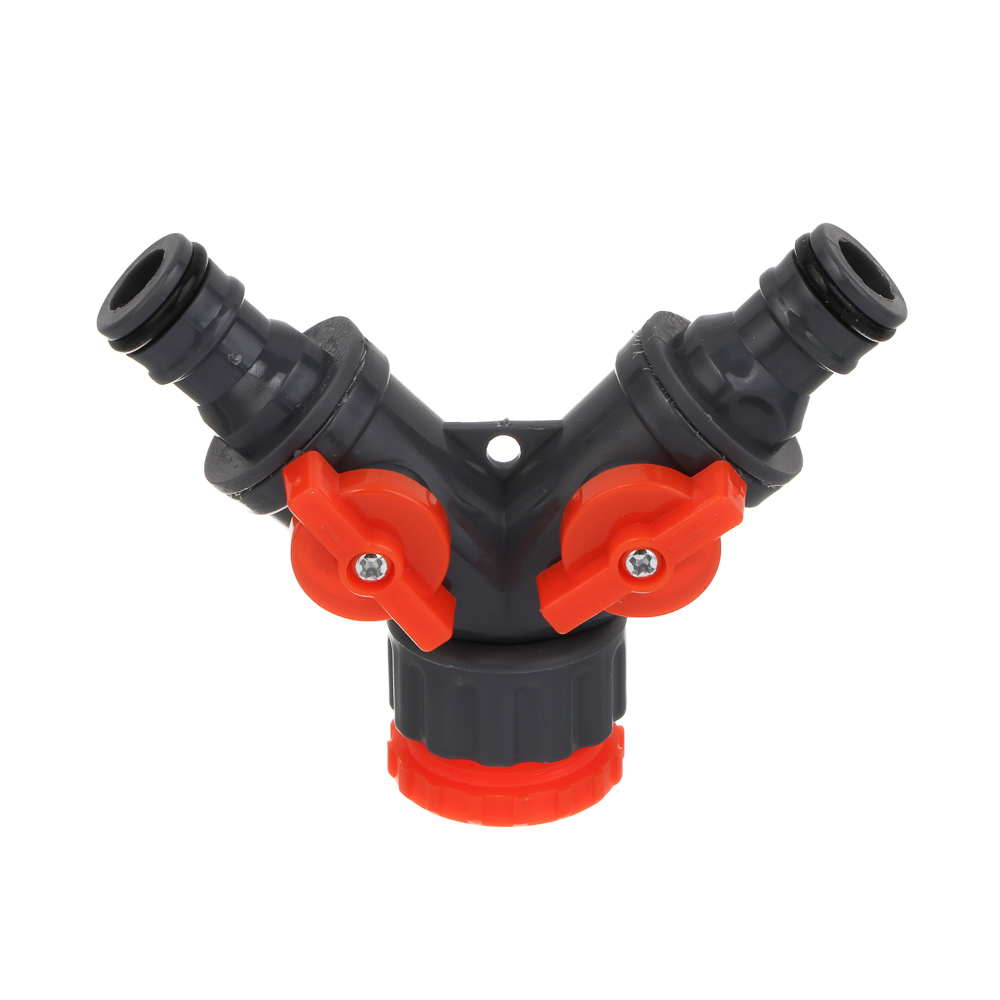 INBLOOM Разветвитель 2-х канальный, штуцерный, 3/4'-1/2', регулируемый, пластик, арт.№ 169-001