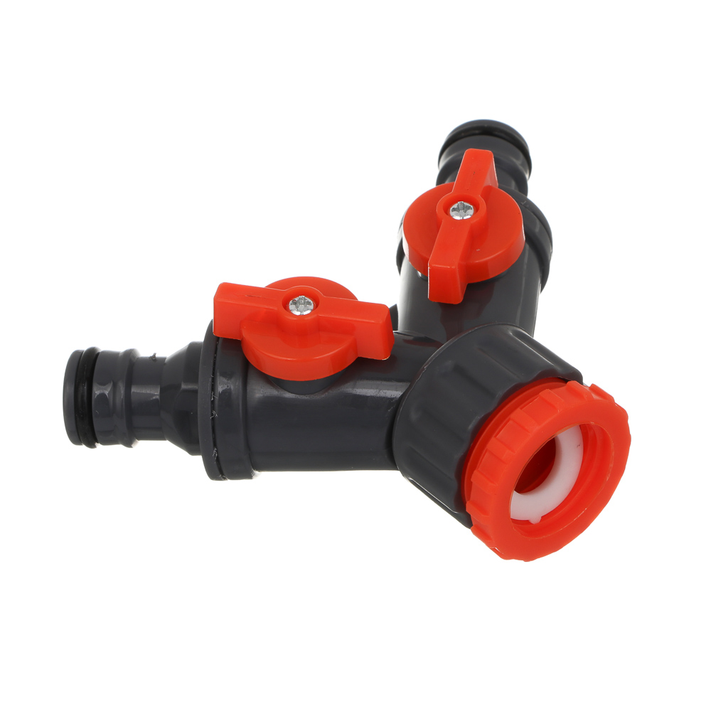 INBLOOM Разветвитель 2-х канальный, штуцерный, 3/4'-1/2', регулируемый, пластик, арт.№ 169-001