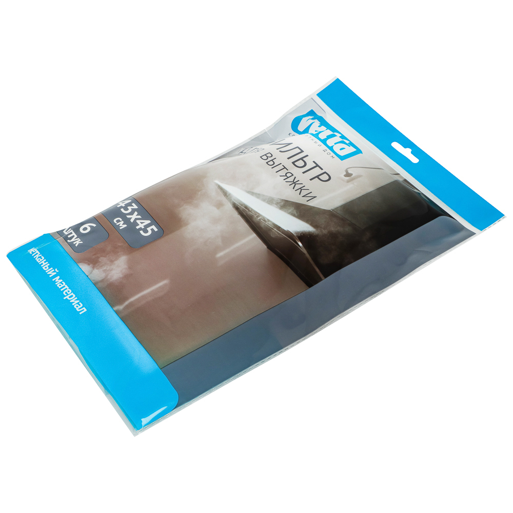 VETTA Фильтр для вытяжки, 6шт, 43х45cм, нетканый материал, липучка 20см, арт.№ 639-027