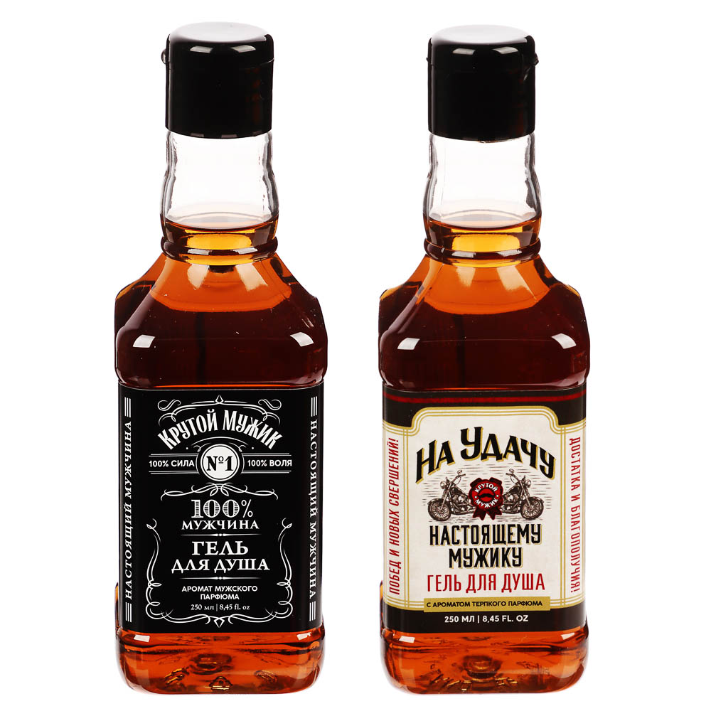 Гель для душа мужской "Крутой мужик"/"На удачу",парфюмированный,флакон виски,250мл, арт.№ 495-022