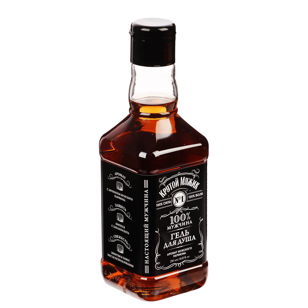 Гель для душа мужской "Крутой мужик"/"На удачу",парфюмированный,флакон виски,250мл, арт.№ 495-022