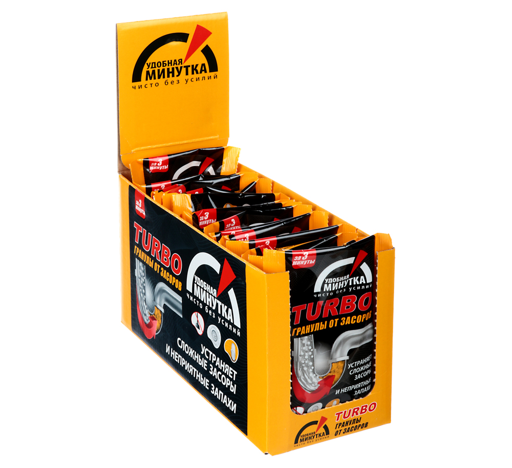Гранулы от засоров УДОБНАЯ МИНУТКА Turbo, м/у, 70гр, арт.№ 987-009