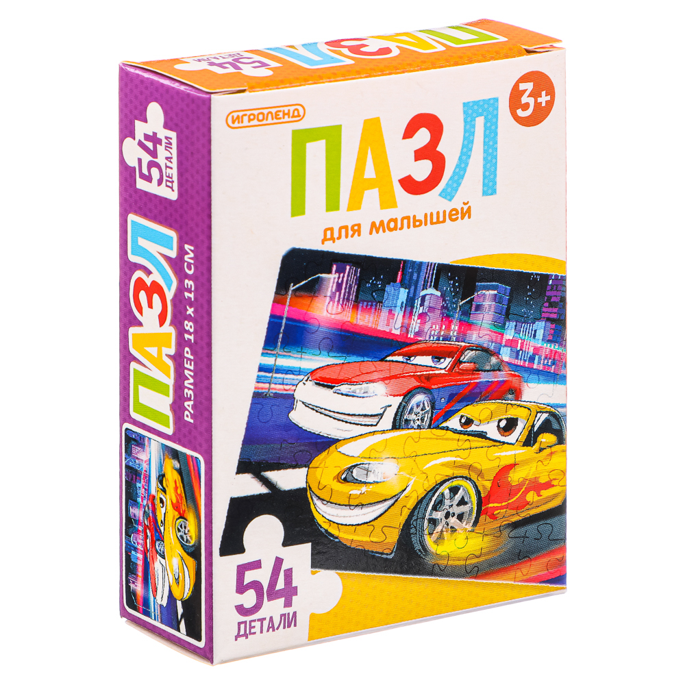 ИГРОЛЕНД Пазл 54 детали Мультфильмы, картон, 18х13см, 8-12 дизайнов, ORIGAMI, арт.№ 898-004