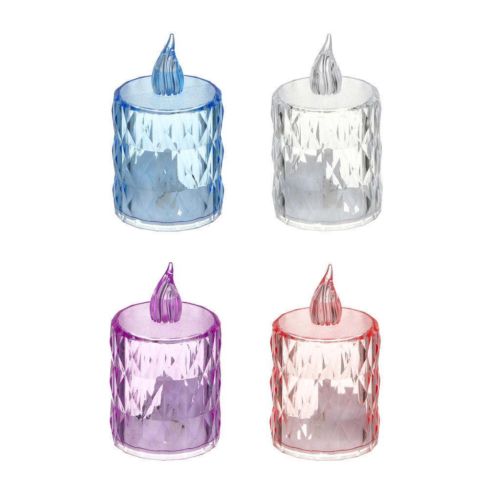 Светильник декор. в виде свечи с LED-подсветкой, 1 режим, полистирол, 3,6х6,5 см, 3хAG10,4цв.,арт.2, арт.№ 695-187