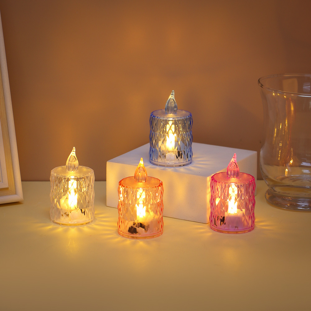 Светильник декор. в виде свечи с LED-подсветкой, 1 режим, полистирол, 3,6х6,5 см, 3хAG10,4цв.,арт.2, арт.№ 695-187