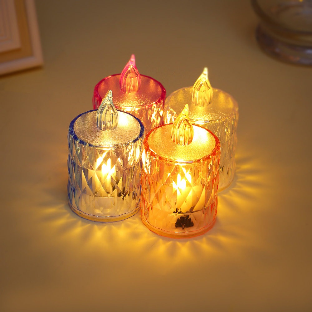 Светильник декор. в виде свечи с LED-подсветкой, 1 режим, полистирол, 3,6х6,5 см, 3хAG10,4цв.,арт.2, арт.№ 695-187