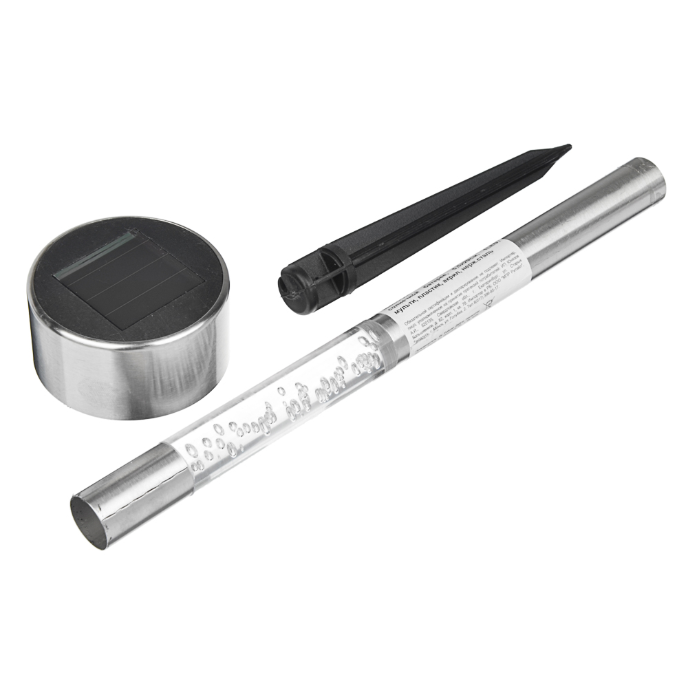 INBLOOM Фонарь садовый на солнечной батарее, 5,5x29см, 1LED, мульти, пластик, акрил, нерж.сталь, арт.№ 185-036