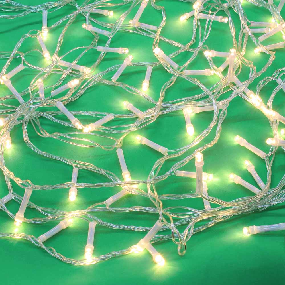 Гирлянда вьюн 9 м СНОУ БУМ, 100 LED ламп, постоянное свечение шампань, ПВХ прозрачный, 220В, арт.№ 384-051