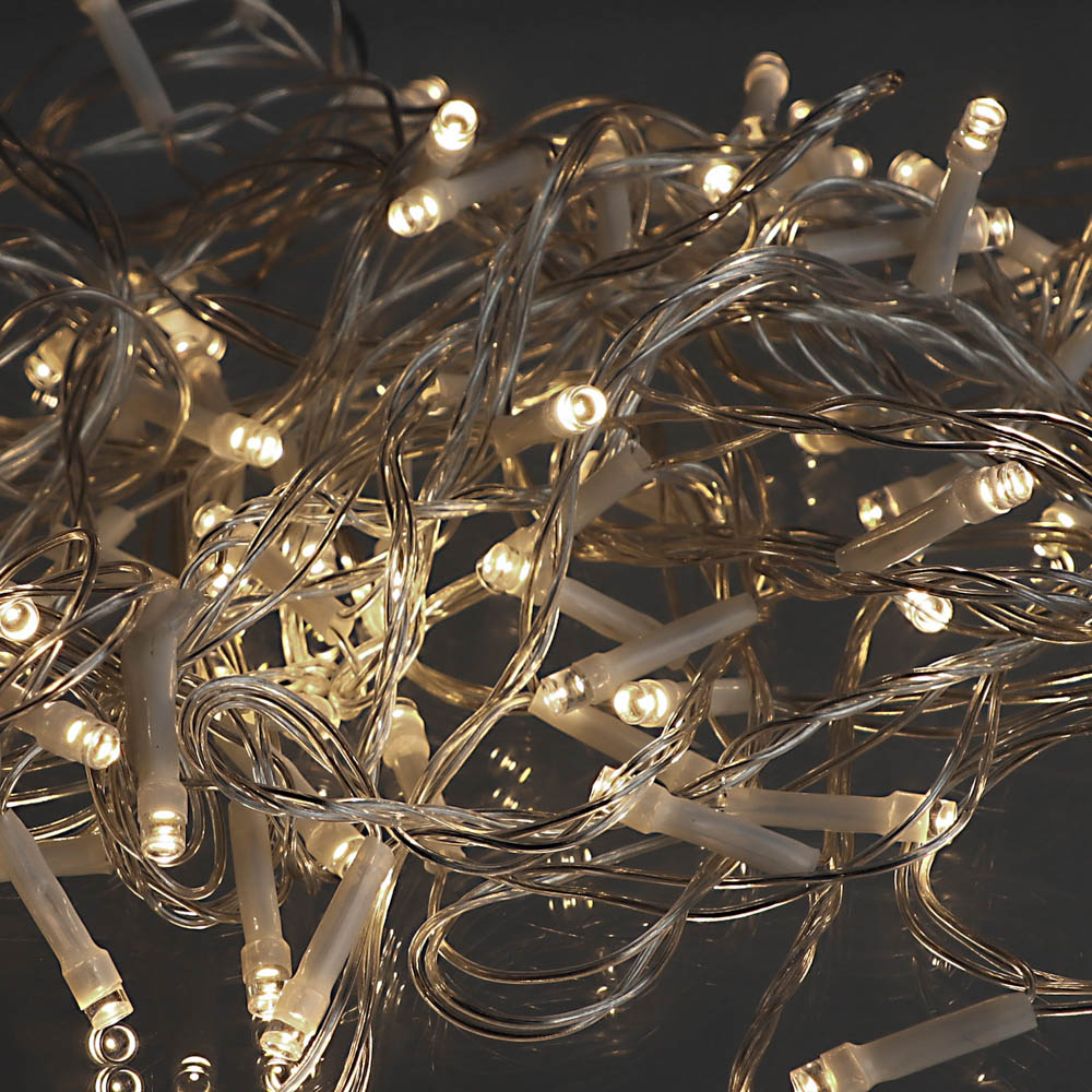 Гирлянда вьюн 9 м СНОУ БУМ, 100 LED ламп, постоянное свечение шампань, ПВХ прозрачный, 220В, арт.№ 384-051