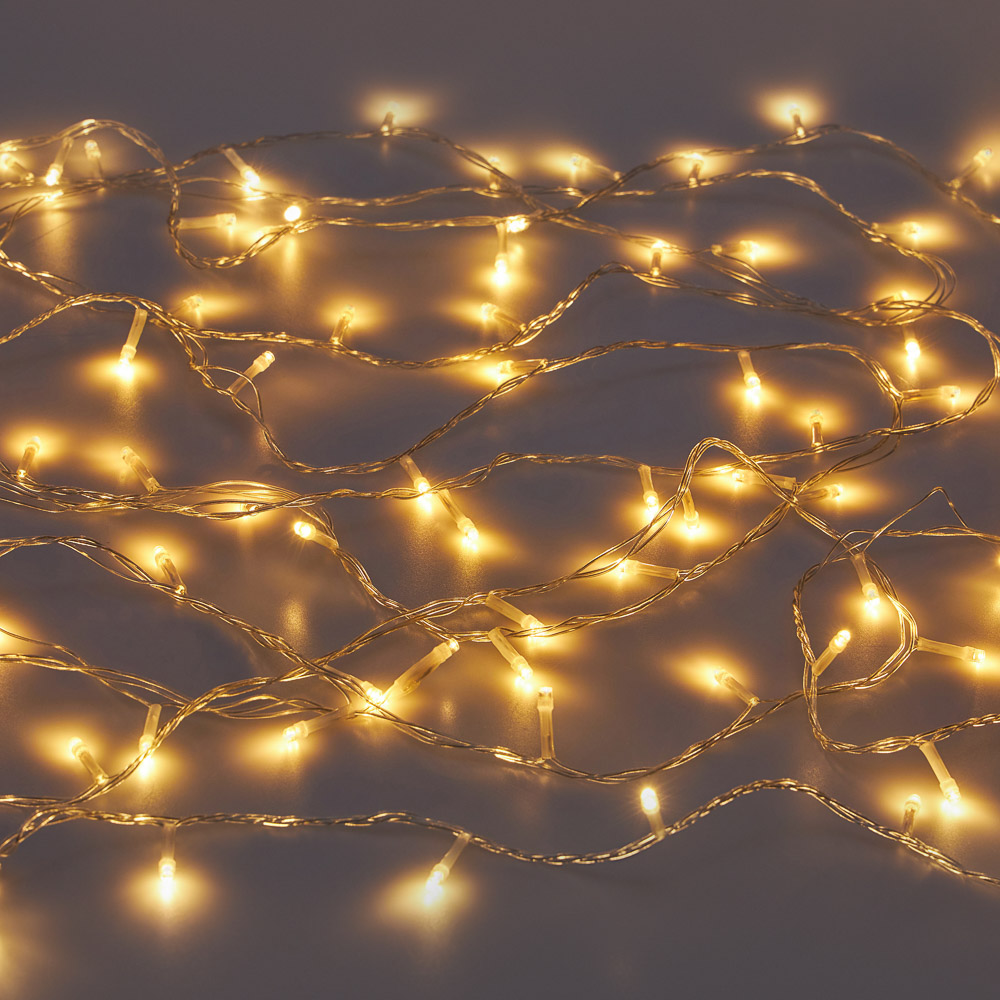 Гирлянда вьюн 14 м СНОУ БУМ, 180 LED ламп, постоянное свечение шампань, ПВХ прозрачный, 220В, 50Гц, арт.№ 384-065